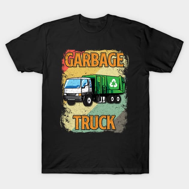 Vintage Style Garbage Truck Sunset Gift Recycling Trash Tee T-Shirt by Proficient Tees